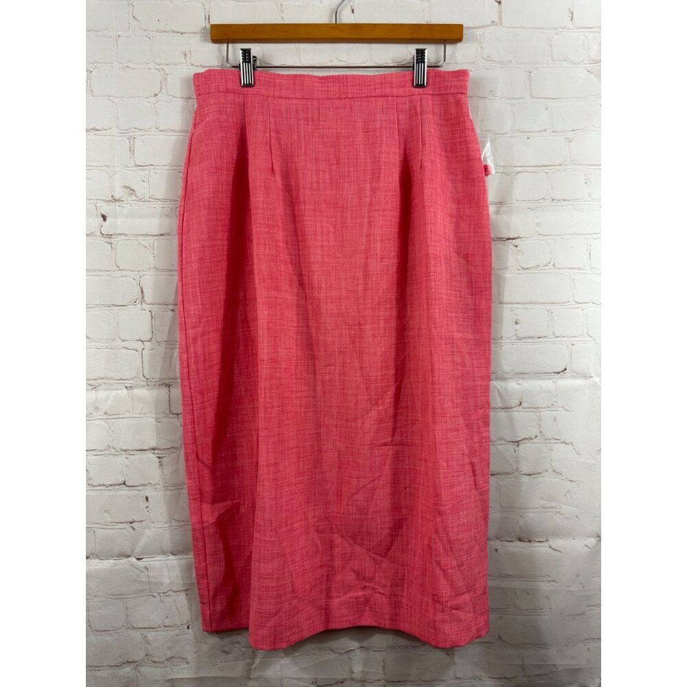 Voir Pencil Skirt Womens Size Medium Coral Pink Back Zip Career Modest